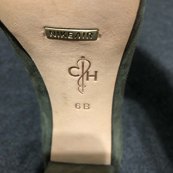 Cole Haan Women's Stephanie Zipper Platform Olive Green Suede Pumps Size 6B - Picture 8 of 11